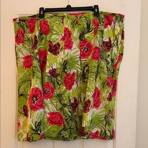 Talbots floral and butterfly print cotton pleated A-line skirt. Womens 24W